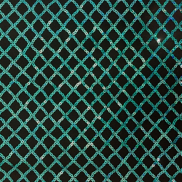 Diamond Sequin Spandex Mesh Turquoise